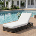 Outdoor Chaise Lounge Chair, Gray Woven Rope Patio Recliner with 5-Position Adjustable Backrest, Pool Sunbathing