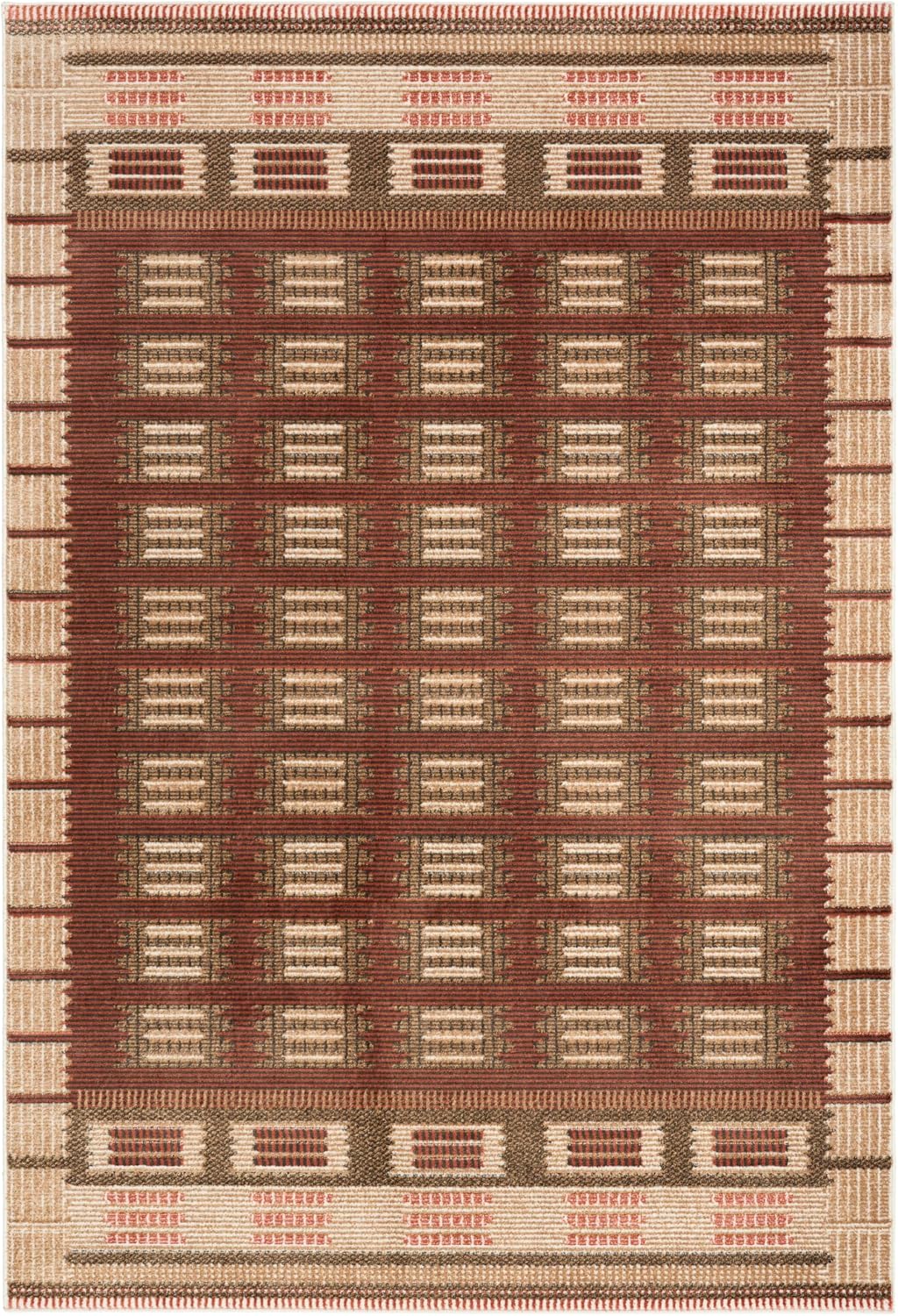 Home Nordic Rust Area Rug - Easy Clean, Non Shedding, Bed Room, Living Room, Dining Room, Kitchen