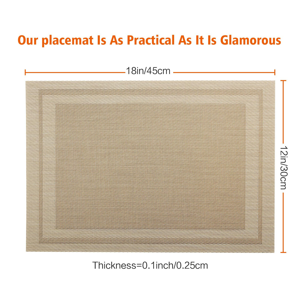Beige Vinyl Placemats Set of 8,Washable Dining PVC Table Mats