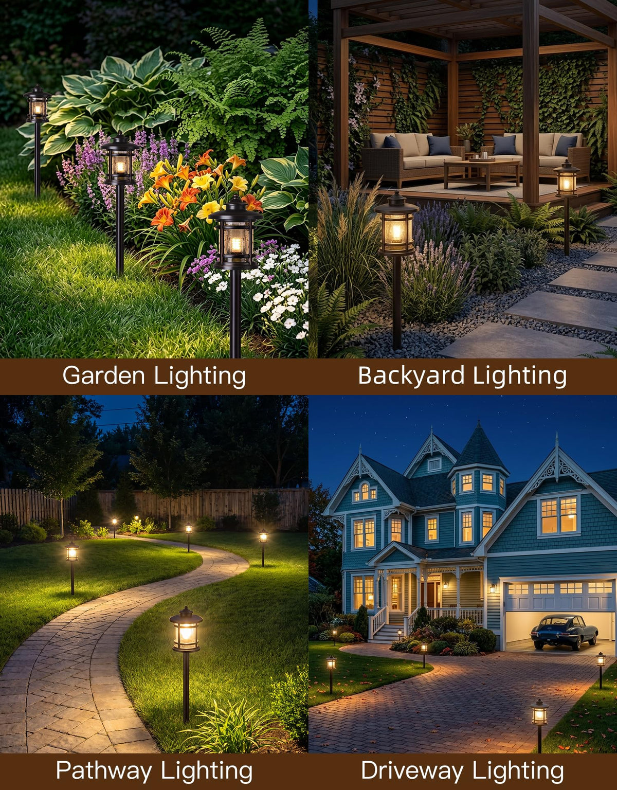 8 Pack Low Voltage Pathway Lights with G4 Bulbs, Seed Glass Shade, Aluminum