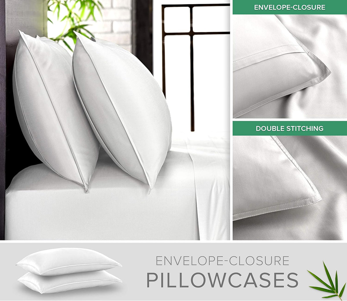 King Sheets by , Genuine 100% Organic Viscose Derived from Bamboo Bed Sheet Set, Soft & Cooling, Double Stitching, 2