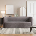 Nimiane Modern Boucle Sofa Couch with Curved Arms and Wooden Legs, Comfy Fabric Upholstered 3 Seater Couch, Charcoal