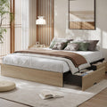 Wood Platform Bed Frame, Full Bed Frame with 2 Drawers
