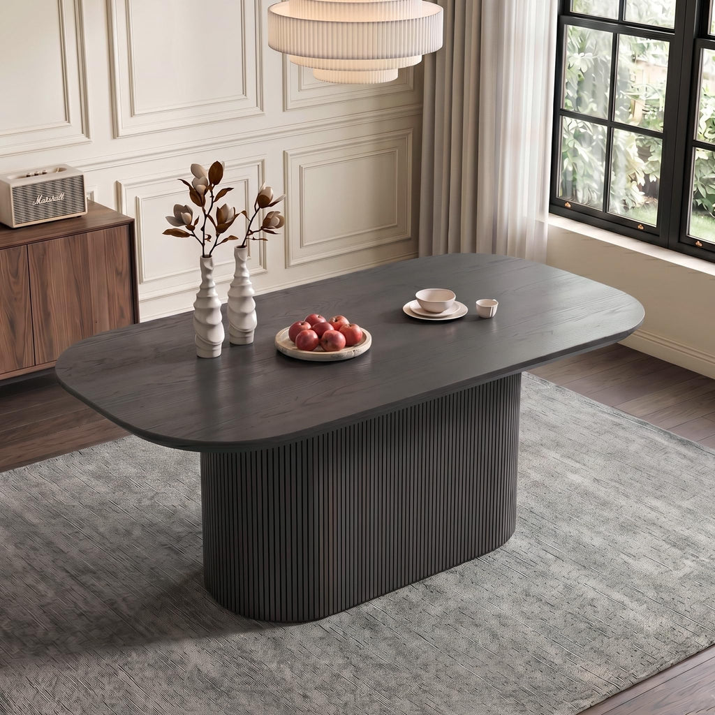 Inspired Saarinen Style 62.99 Inch Rectangular Dining Table for 4-6 People, Modern Kitchen Dining Room Table with Pedestal Base, Black Table