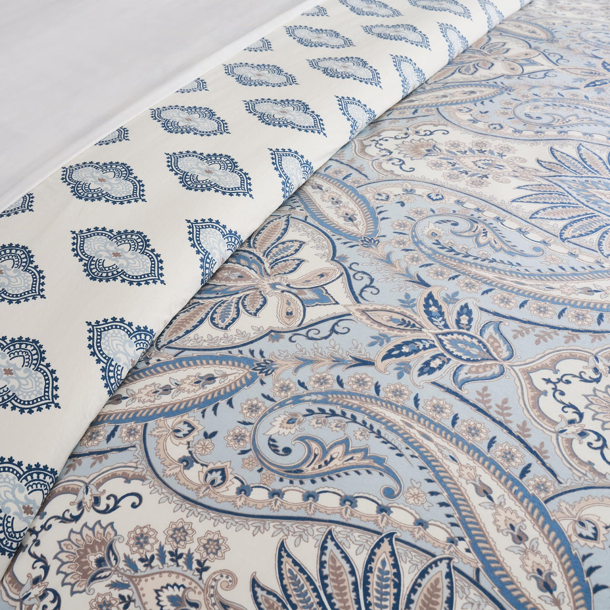 Kasey Blue Comforter Set - Comforter (104x92in) and 2 Shams (20x36in) - Medallion and Paisley Design - Blue