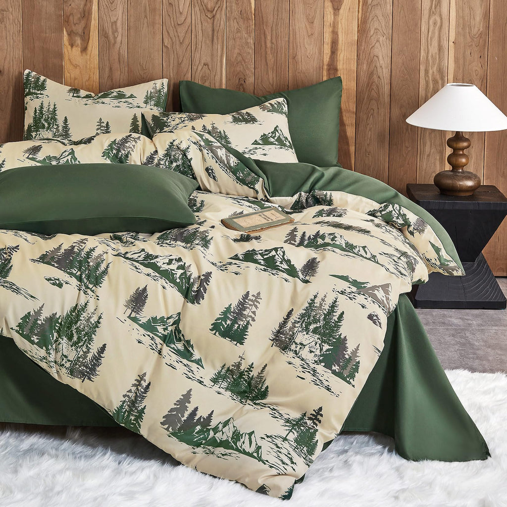 Rustic Comforter Set, Green Brown
