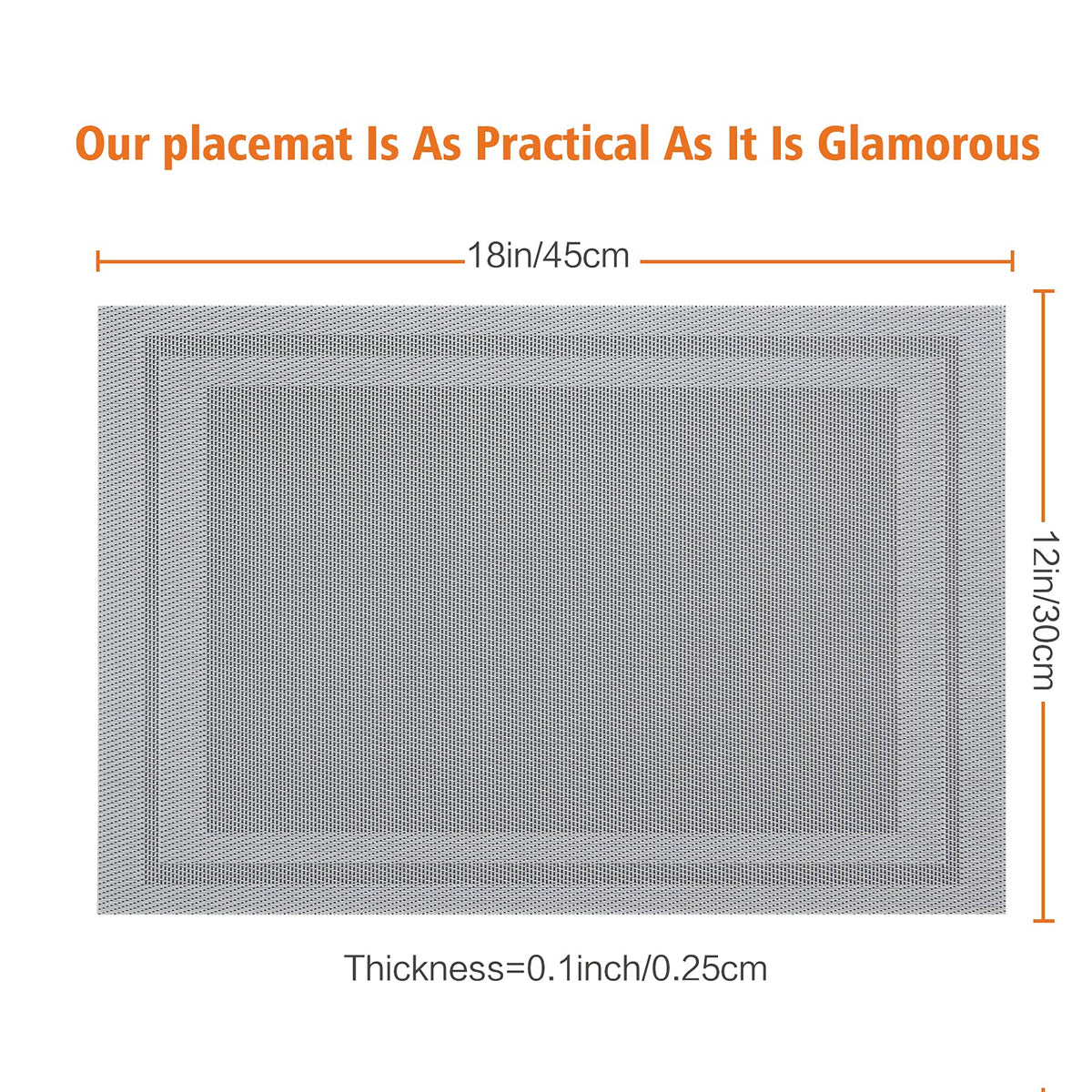 Gray Vinyl Placemats Set of 8,Washable Dining PVC Table Mats