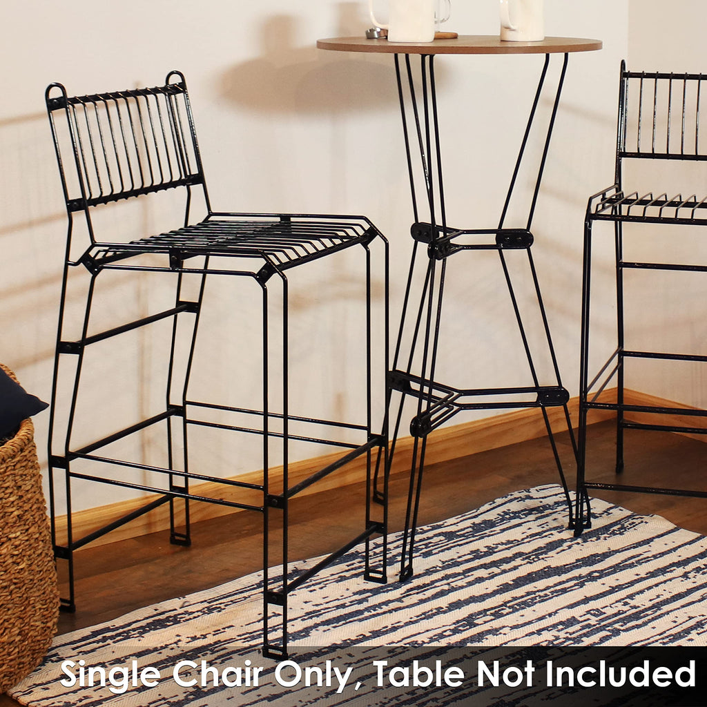 Inspired Bertoia Style 39.5-Inch H Modern Outdoor Steel Wire Bar Stools - Black