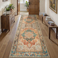 Orange 2.6x8 Washable Runner Rug s, Oriental Non Slip Runners