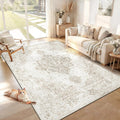 5x7 Area Rugs, Washable Vintage Boho Neutral Medallion Rug Non Slip Low Pile Floor Carpet Nursery Dining Room
