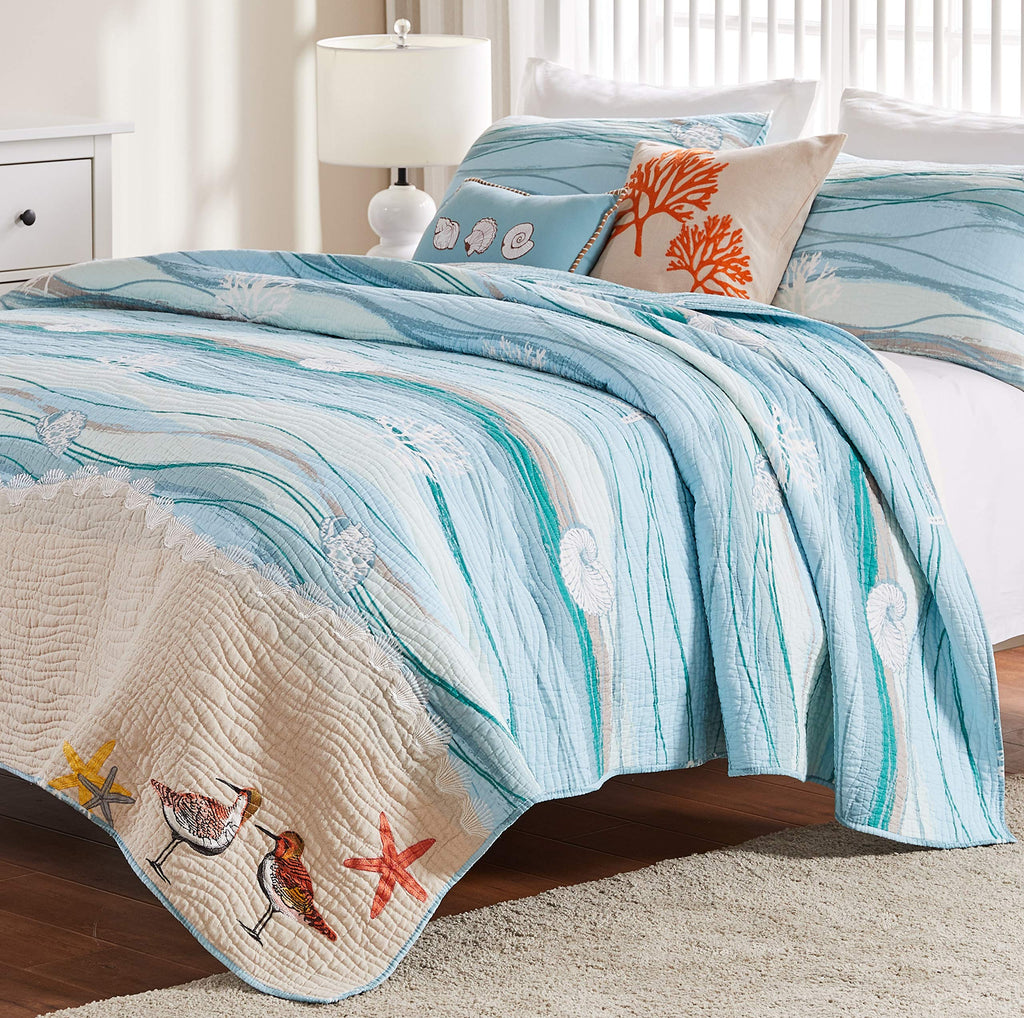 Home Maui Embroidered Coastal Quilt Set, (2-Piece)