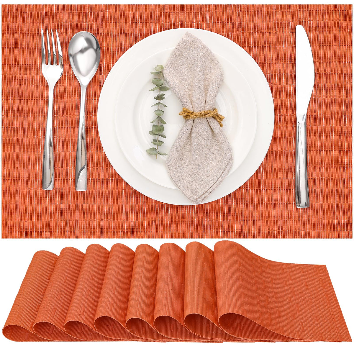 Orange Placemats Set of 8 for Dining Table Thanksgiving Placemats
