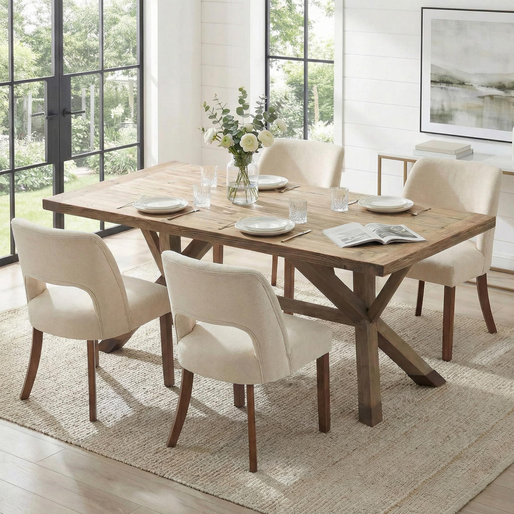Wooden Set of 2 with Rubberwood Legs and Open Back