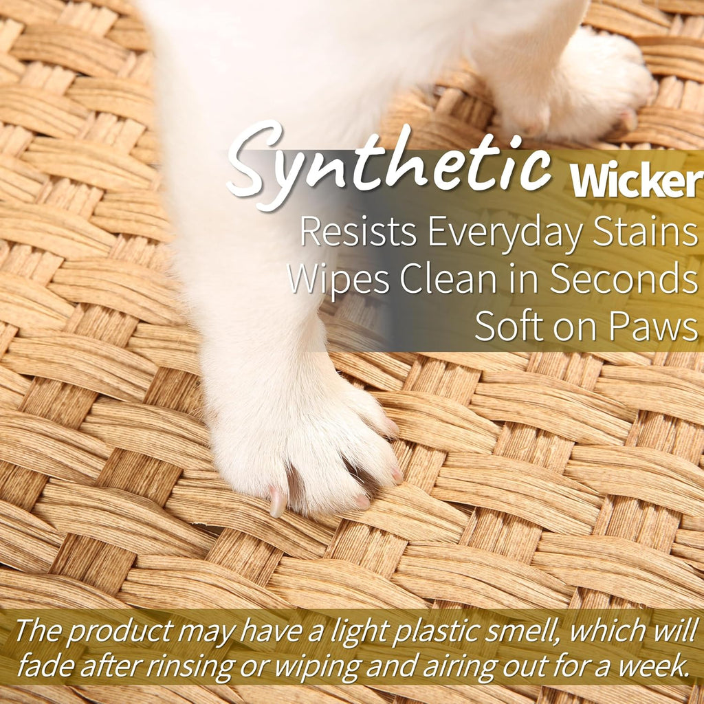 Handwoven Wicker Cat Bed for Cats up to 20 lb, 14.2" H × 14.2" W × 16.5" D