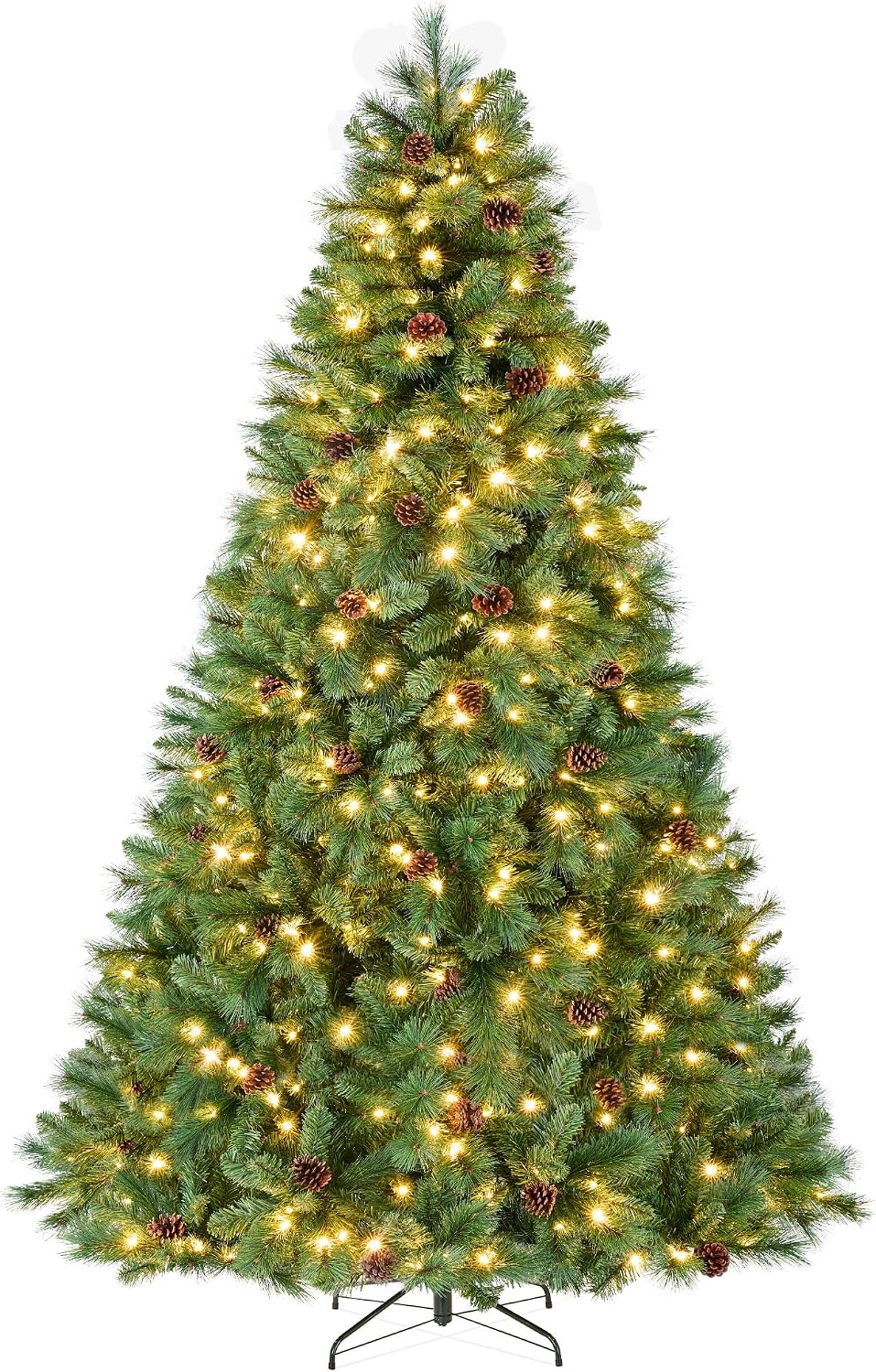 Pre-Lit Scotch Pine Christmas Tree, 4.5 to 12 ft, Premium Pre-Decorated Artificial Holiday Decor, 2-in-1 White and Multicolor Lights