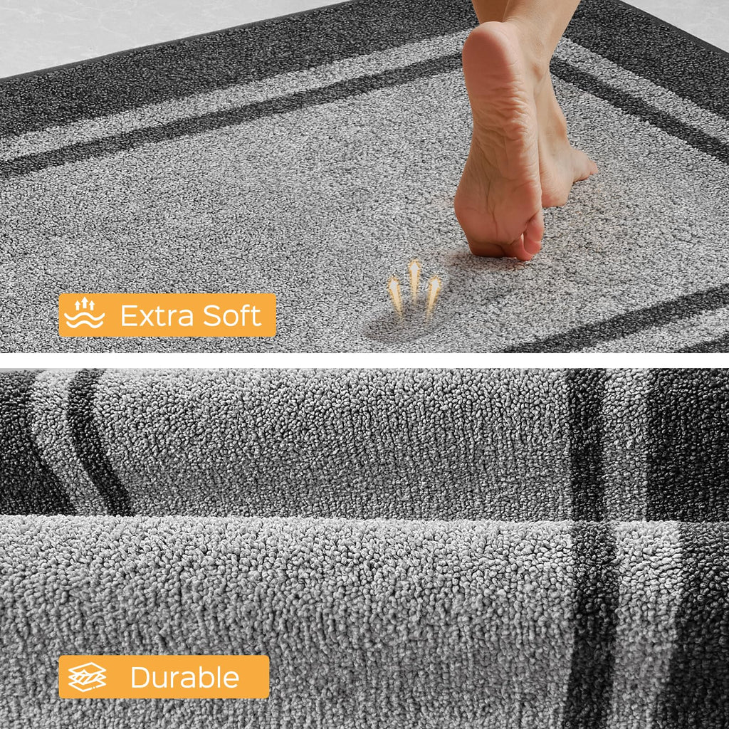 Kitchen Rugs 24" x 70", Non-Slip Runner Rugs, Light Grey & Dark Grey