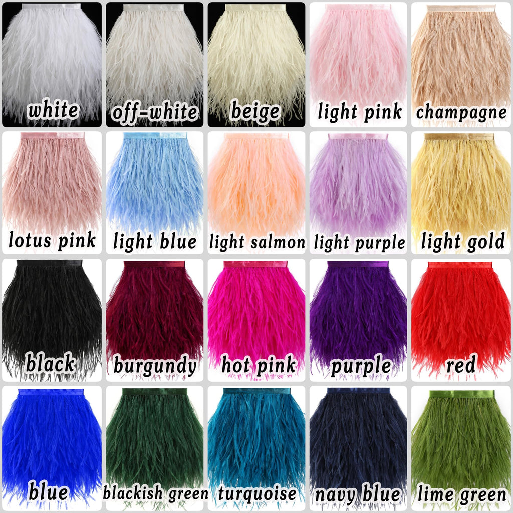 5-7inch Off-White Ostrich Feather Trim for DIY Sewing,2Yards