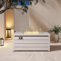 Outdoor Propane Fire Pit Table, 60,000 BTU Rectangular Gas Fire Pit with lid, Glass Bead and top Cover, 3 in 1 Fire