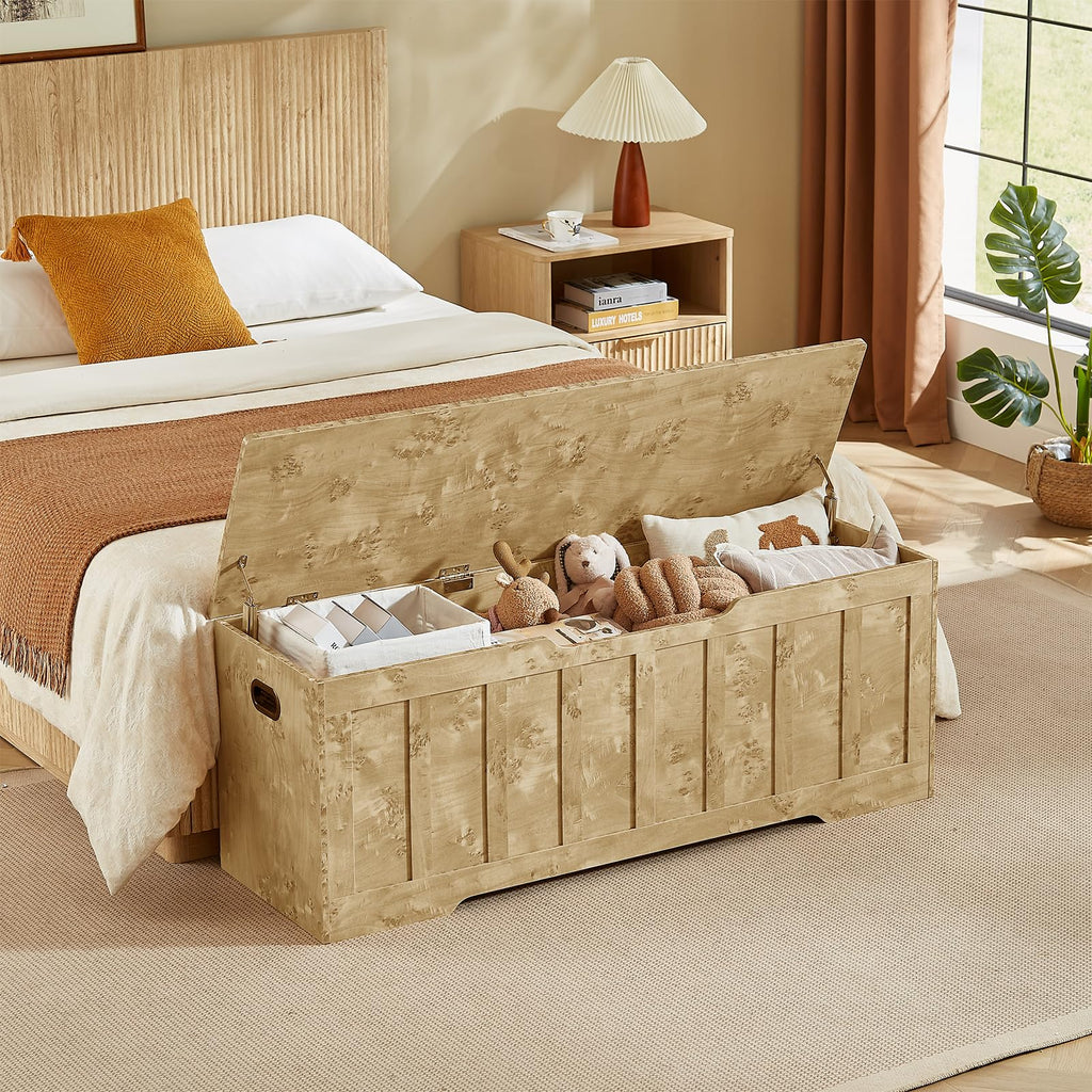 51.2" Storage Chest Extra Large, Wooden Storage Bench(Rustic Gold)