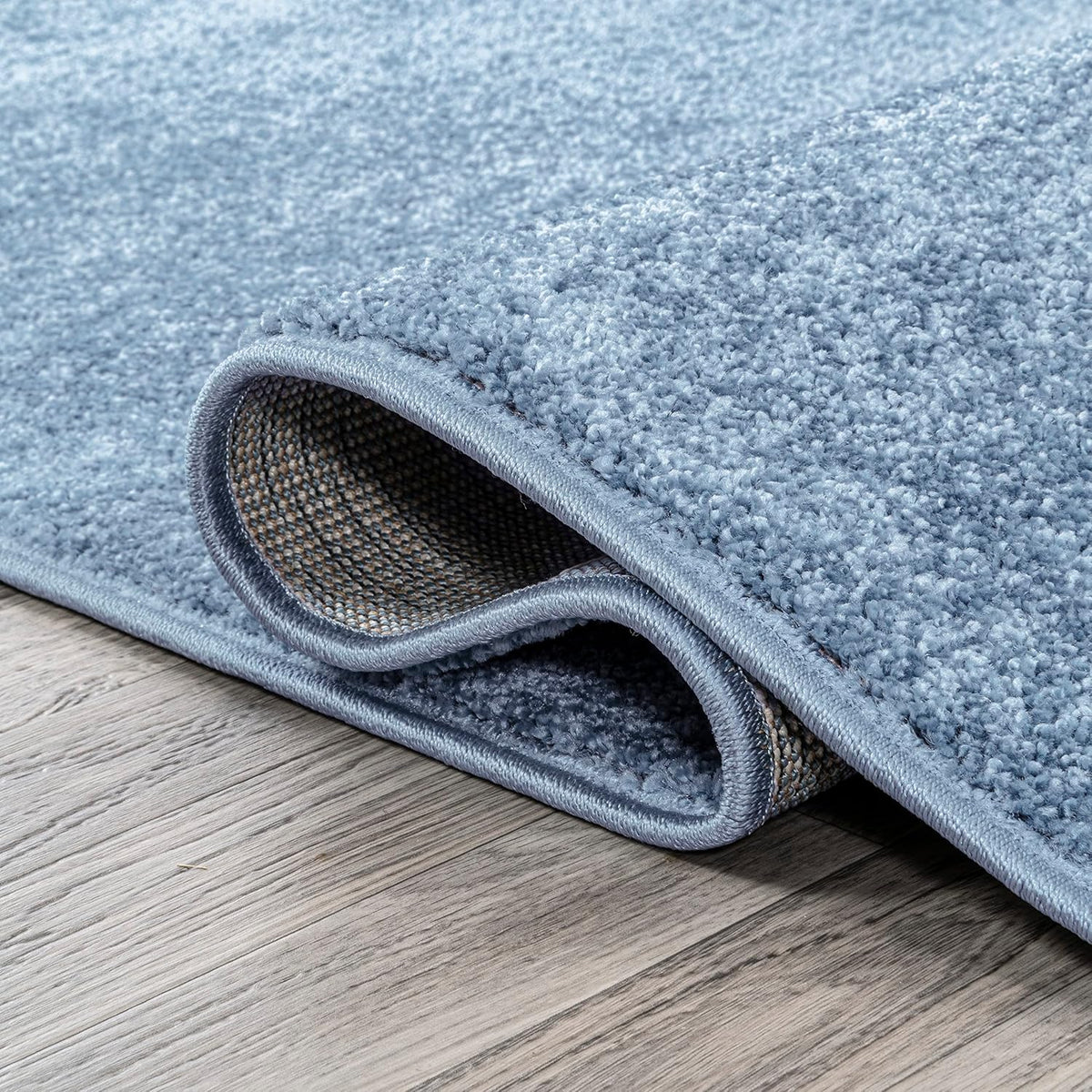 Haze Solid Low-Pile Classic Blue Indoor Area Rug, Coastal, Bohemian, Minimalist, Classic, Easy-Cleaning, Pet