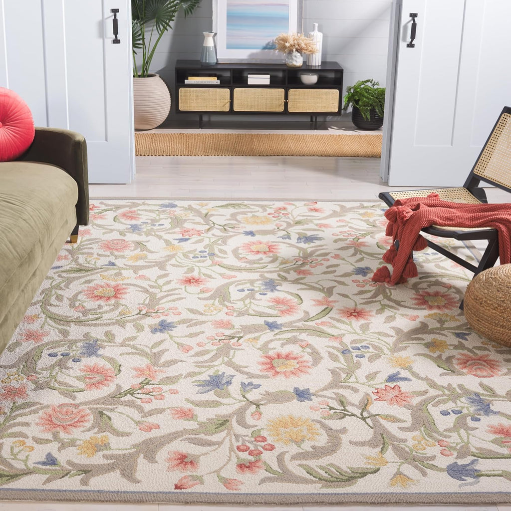 Chelsea Collection Area Rug, Ivory, Hand-Hooked French Country Wool, Ideal for High Traffic Areas in