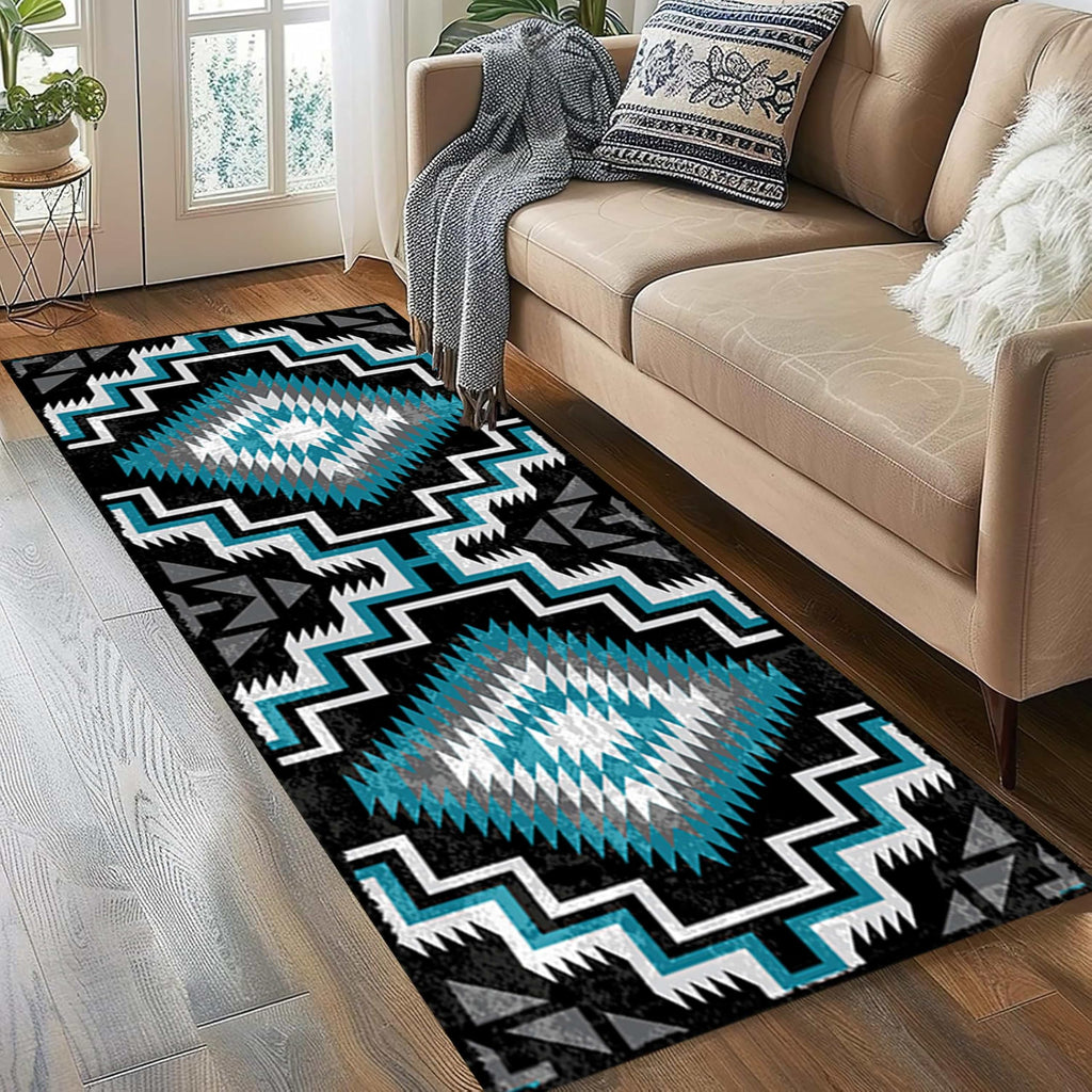 Mexican Long Runners Rug, 2x7ft, Rustic Country Native American Aztec Abstract Geometric Accent Rug, Neutral Carpet