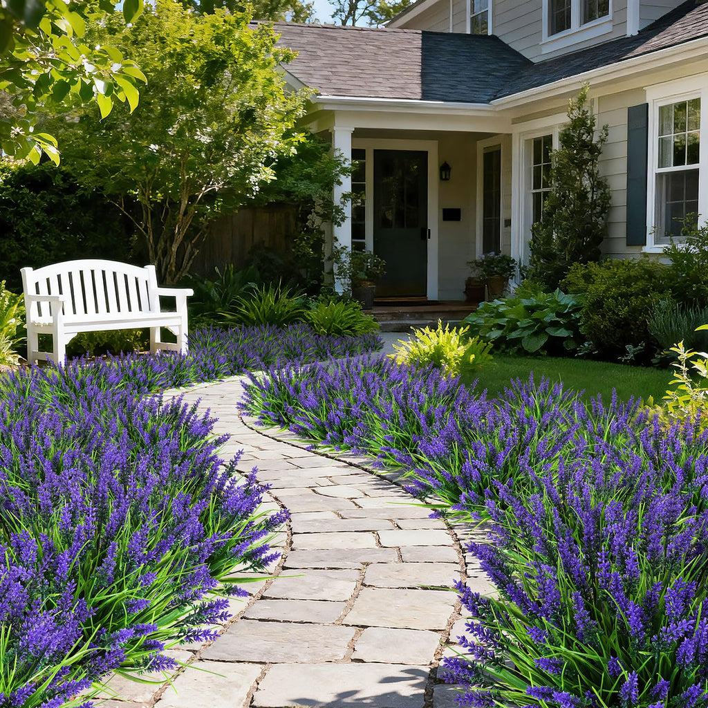 16PCS Artificial Flowers for Outdoors, Fake Lavender Plant, Purple