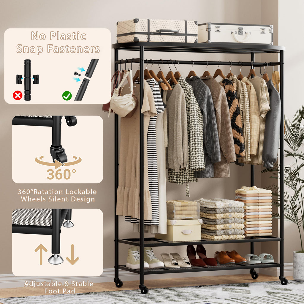 Clothes Rack with Cover Heavy Duty Rolling Portable Closet 380LBS