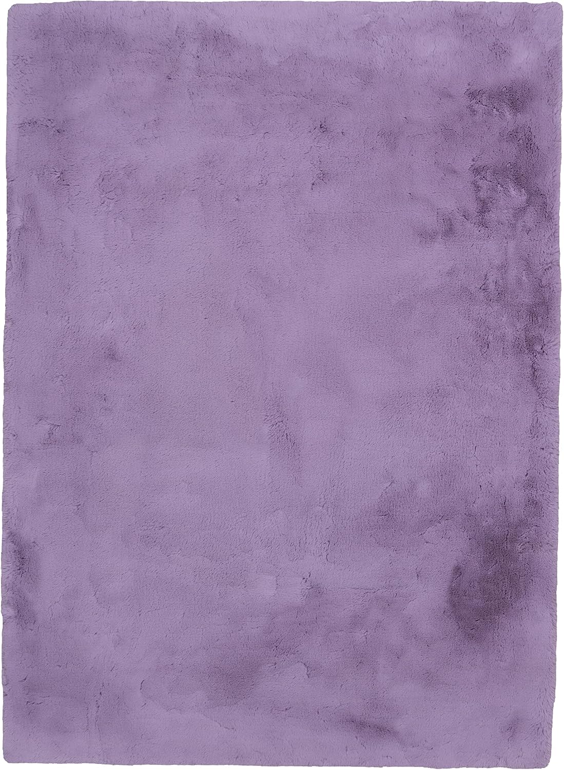 Soft Faux Rabbit Fur Area Rug in Lavender, Solid Plush Accent