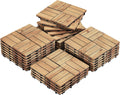 Patio Tiles Wooden Interlocking Deck Tiles 27PCS Garden Floor 12"x12"Indoor Outdoor Composite Decking for Porch