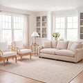Area Rug - Natural Fiber Collection - Large - Marble & Beige, Sisal, Woven Design with Border (NF143C)