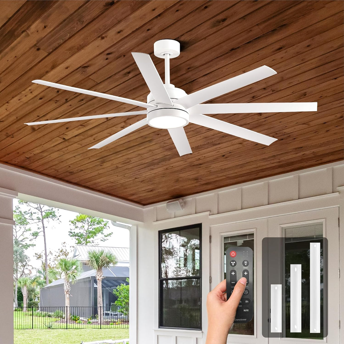 72" Outdoor Ceiling Fan with Light & Remote