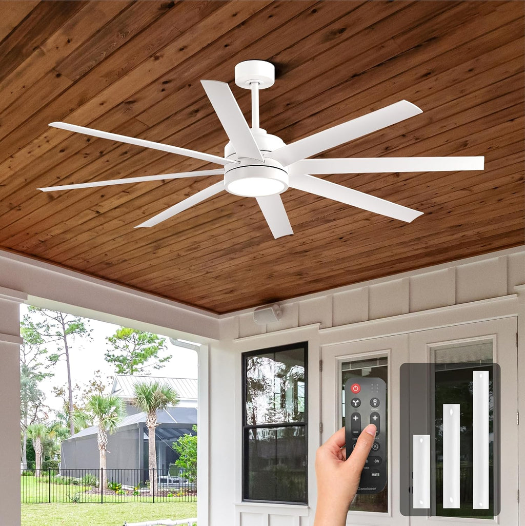 72" Outdoor Ceiling Fan with Light & Remote