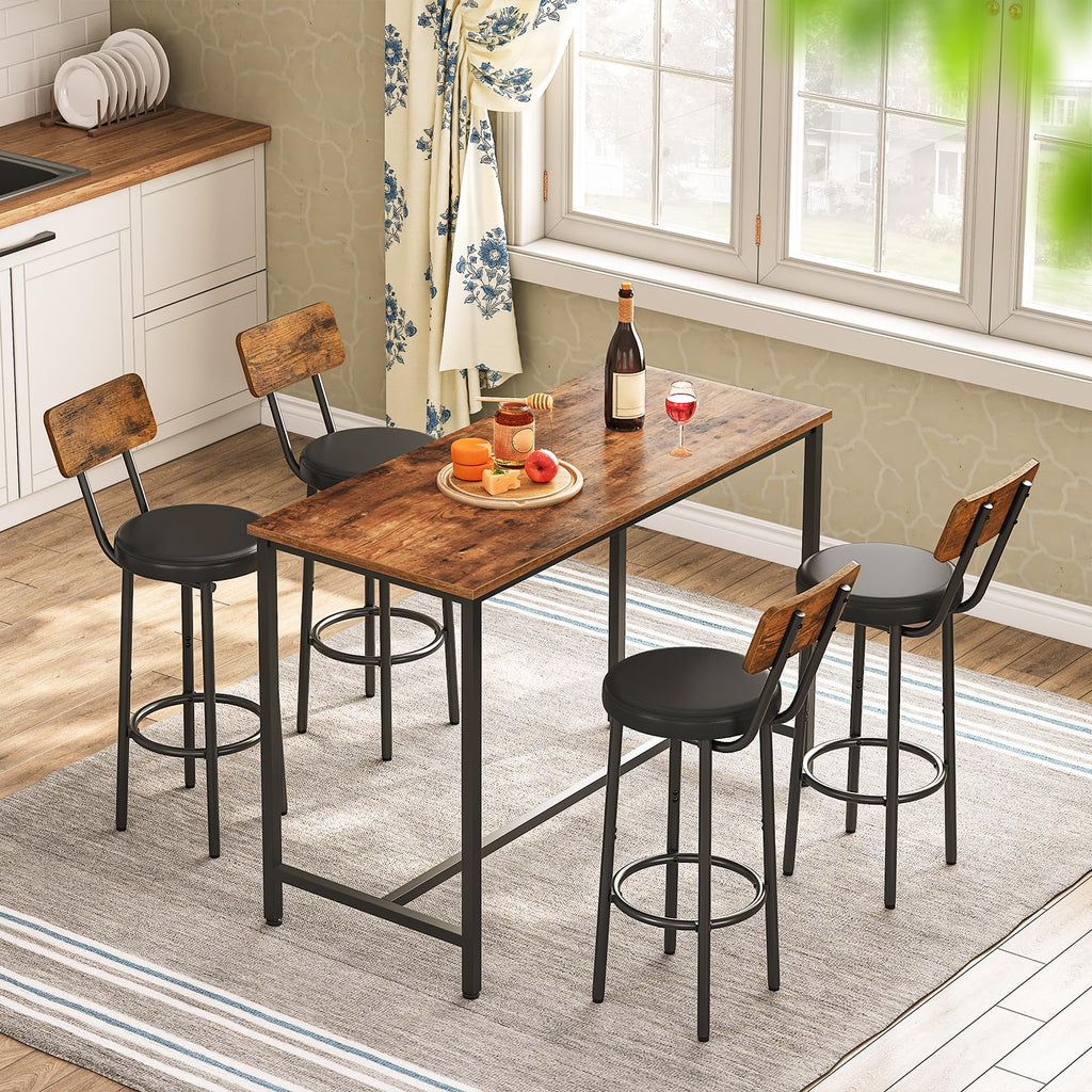 Bar Table, Rectangular Pub Table, 47.2" Counter Height Bar Table, Industrial Bar Height Table, Dining Table, Easy to