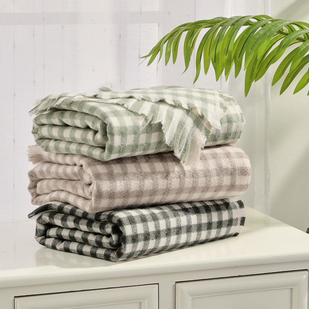 Farmhouse Boho Knitted Throw Blanket for Couch Sofa Chair Bed Home Decoration