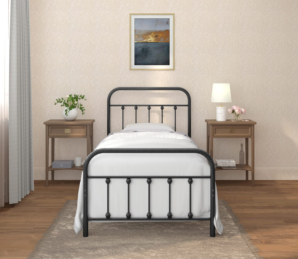 Golden Gate Beds Vintage Wrought Iron Bed Frame with Classic Metal Platform Base, Headboard and Footboard, No Box