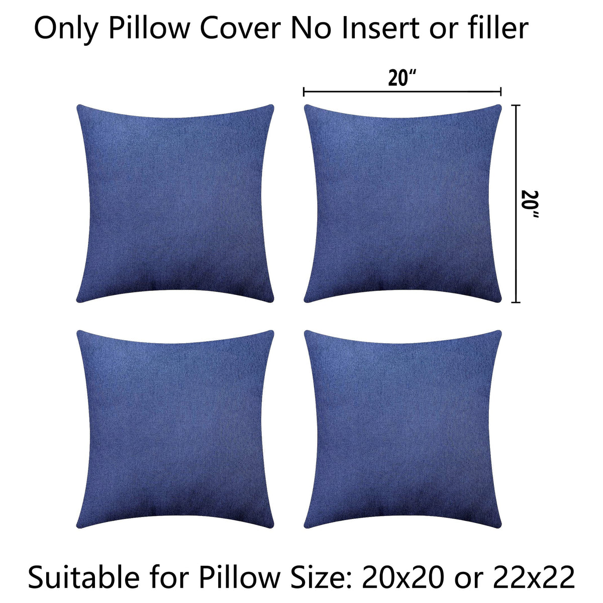 Outdoor Pillow Covers 20x20 Waterproof Decorative Pillow Cases Square Throw Pillows for Couch Outside Patio Garden