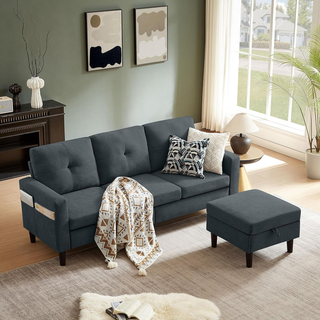 Sectional Sofa Couches for Living Room, L Shaped Couch 3-Seat Convertible Sectional Sofas with Removable Storage