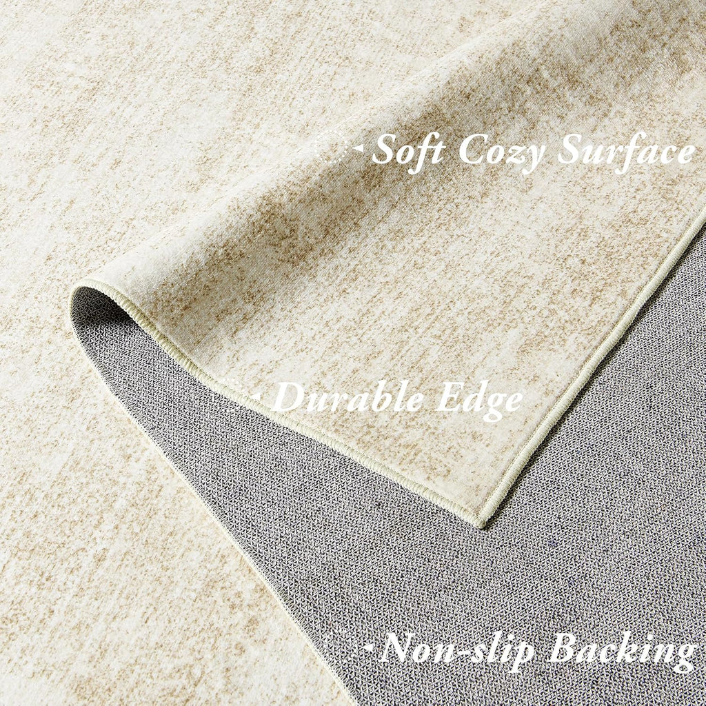 9 by 12 Area Rug Washable Non Slip Large Rugs Light Taupe