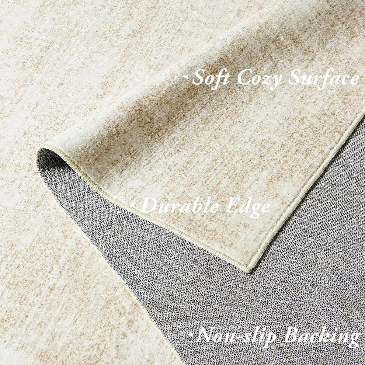 9 by 12 Area Rug Washable Non Slip Large Rugs Light Taupe