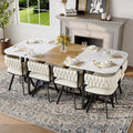 Dining Table Set for 8, 79" Large Dining Room Table Set for 8, Modern Farmhouse Kitchen Table Set for 8, Space Saving