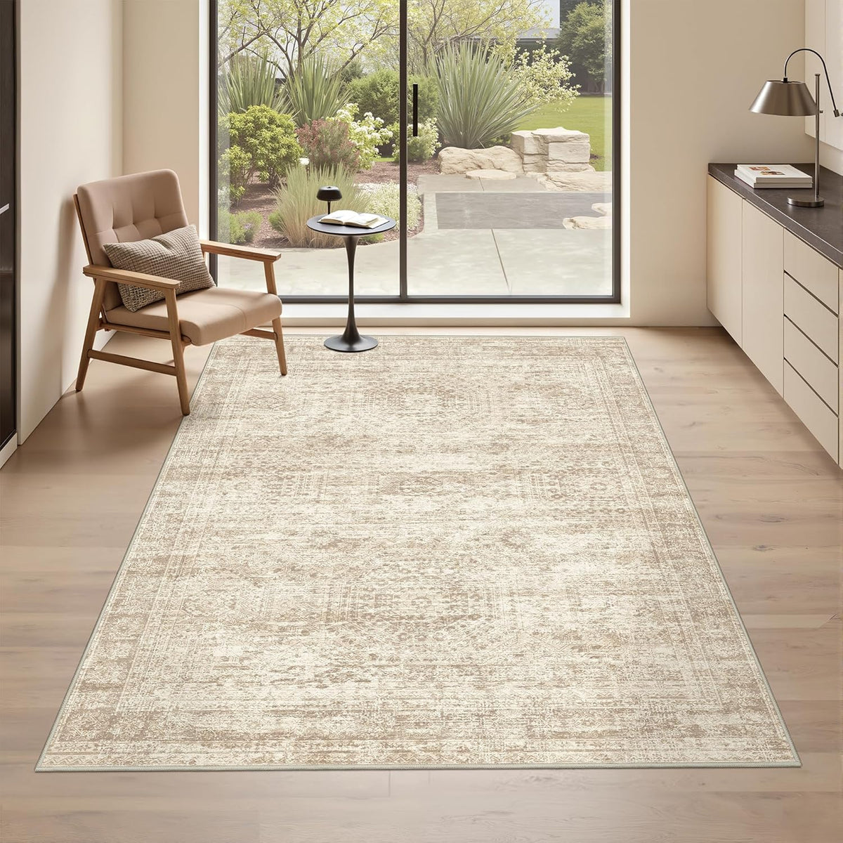 Rug, Washable Area Rug, Beige