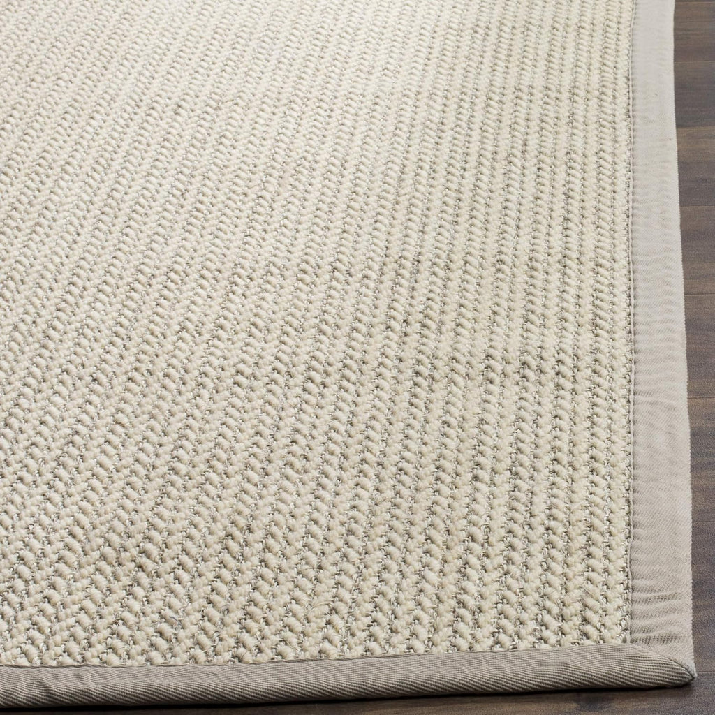 Area Rug - Natural Fiber Collection - Large - Light Grey, Sisal & Wool, Woven Design with Border (NF475C)