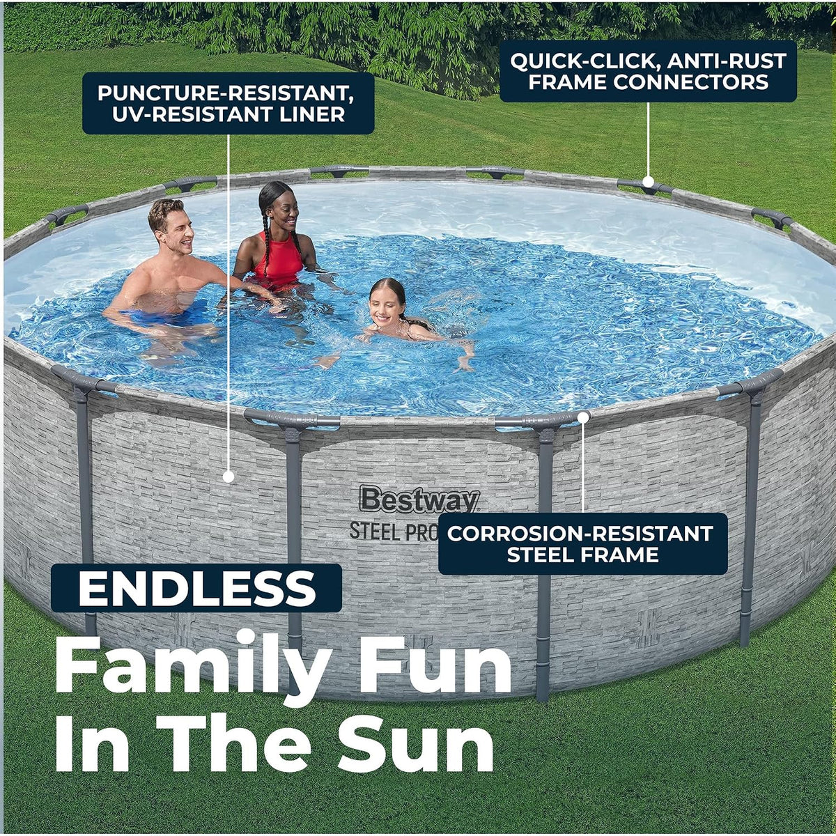 Steel Pro MAX 14' x 48" Above Ground Pool, Round Metal Frame Outdoor Swimming Pool Set with Filter Pump, Ladder, and