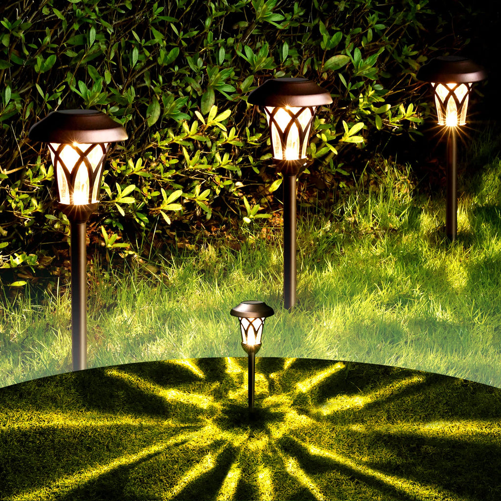 Solar Pathway Lights Outdoor, Metal Glass & ABS Landscape Lights