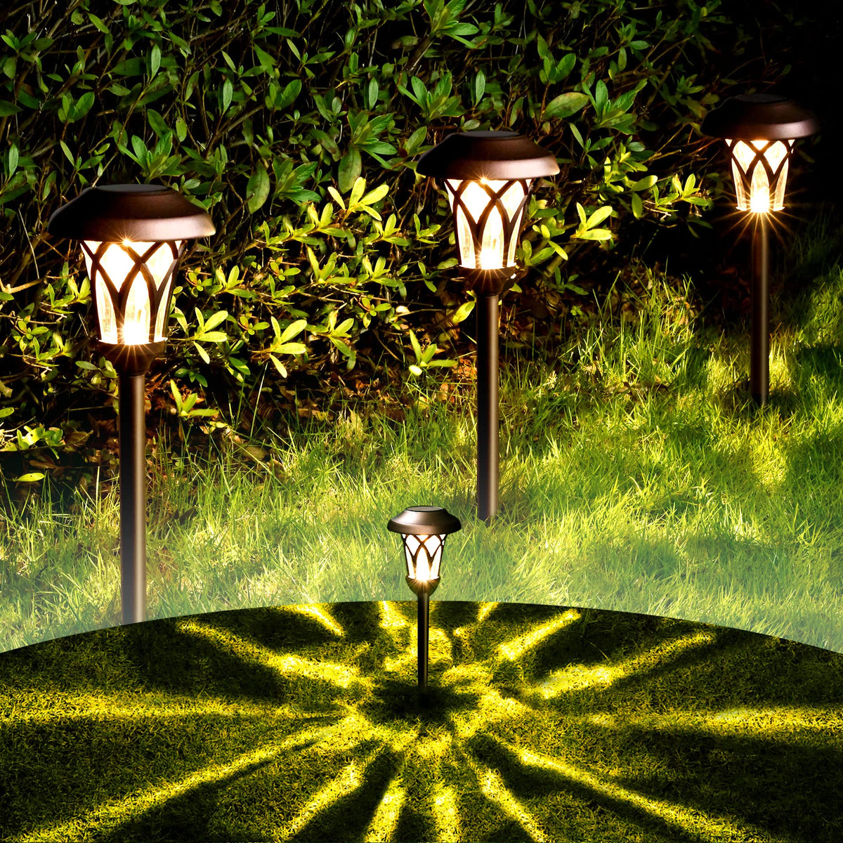 Solar Pathway Lights Outdoor, Metal Glass & ABS Landscape Lights