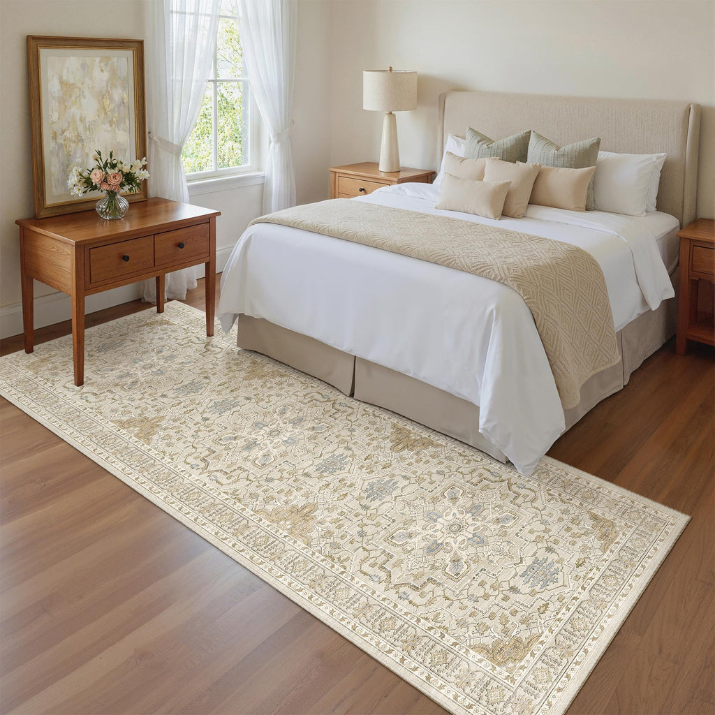 Kitchen Runner 2'6''x8' Soft Rug Runners s, Beige/Blue