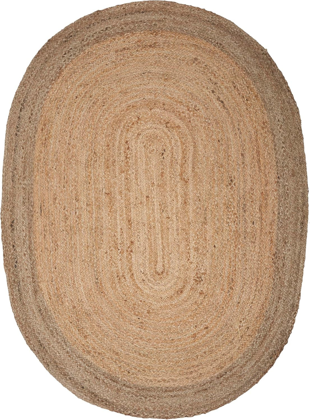 LR Home Natural Jute 7x9 Oval Area Rug Decor | Braided Rugs, Playroom | Bohemian Farmhouse Indoor Rug for Room Decor