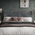 Grey Corduroy Velvet Queen Headboard with Adjustable Height