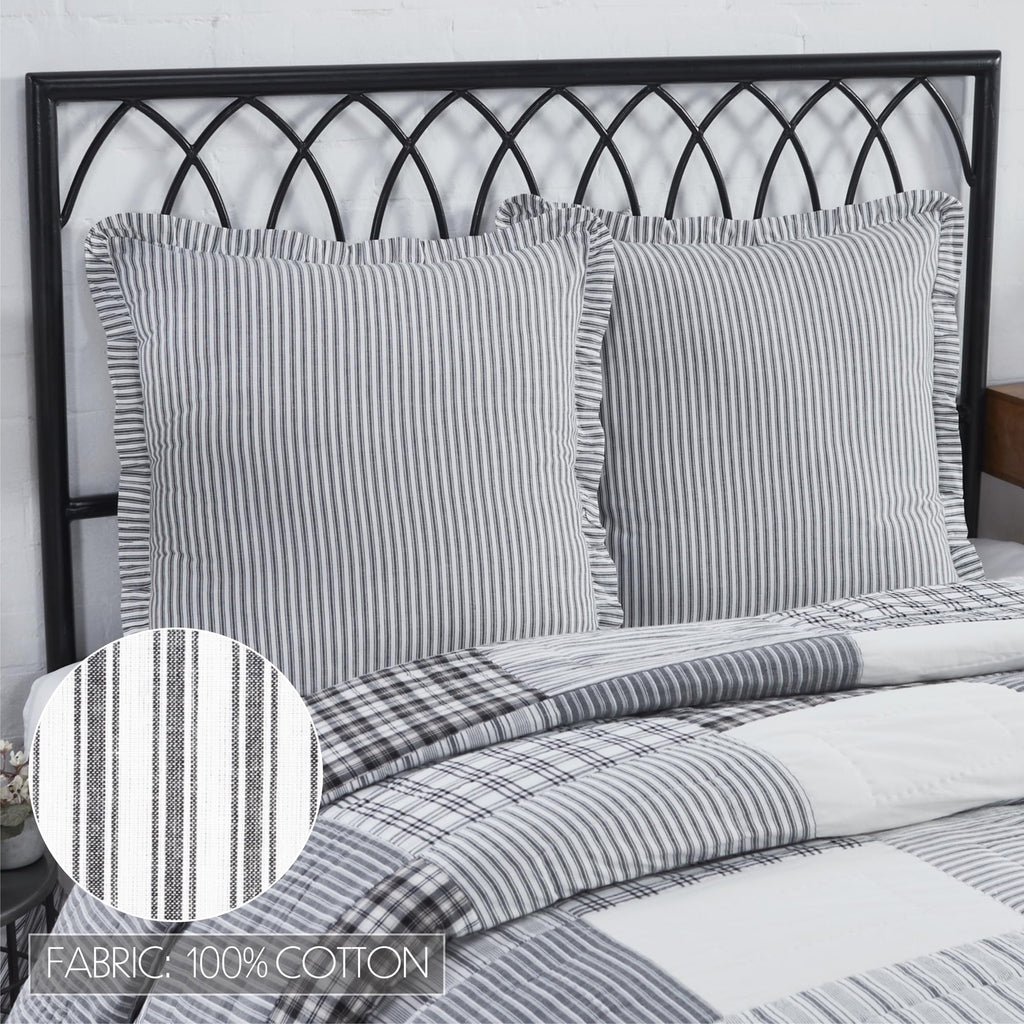Sawyer Mill Ticking Stripe Euro Sham, Black, 26x26